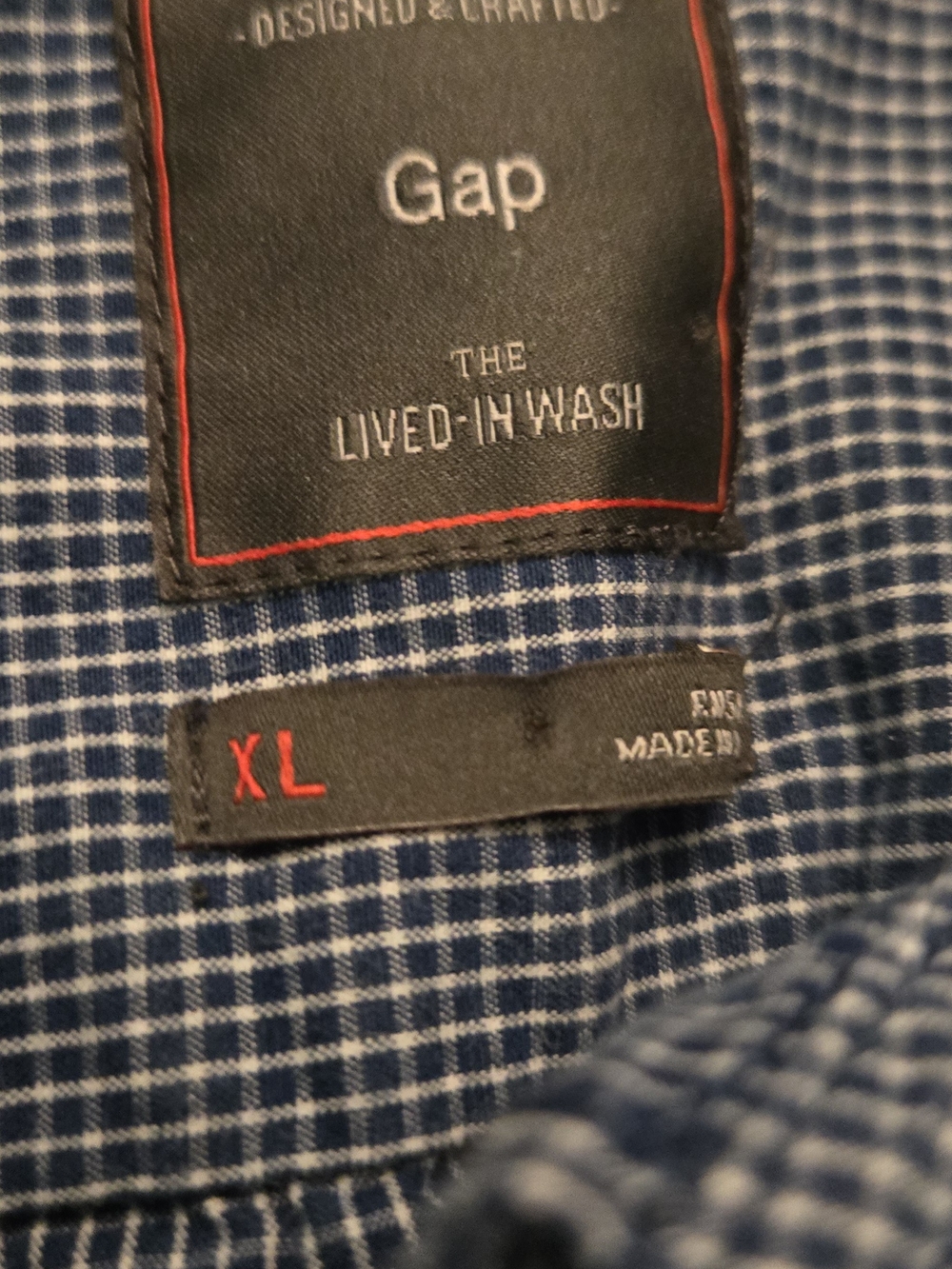Gap Mens Button Down Shirt Blue Plaid Size XL - Picture 4 of 4